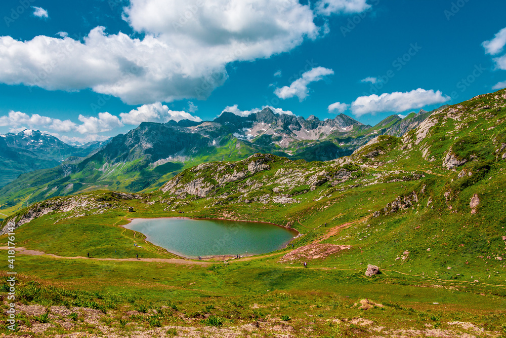 panoramic view of Lake Monzabon in Austria
