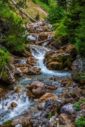 Stierlochbach waterfall..Wild river landscape in Austrian Alps..