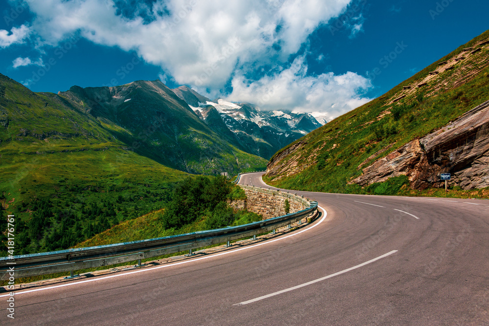 Panoramic view of the Alps along the Grossglockner High Alpine Road, Austria.