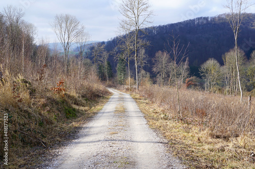 Radweg oder Wanderweg im Leinebergland im Frühling