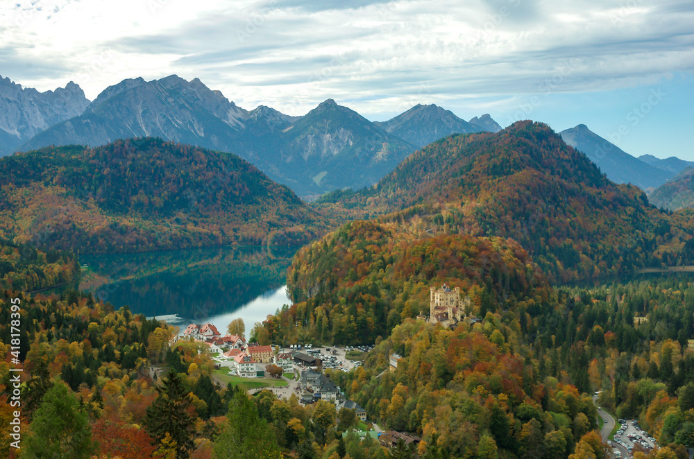 view of Schwangau from the balcony on Neuschwanstein