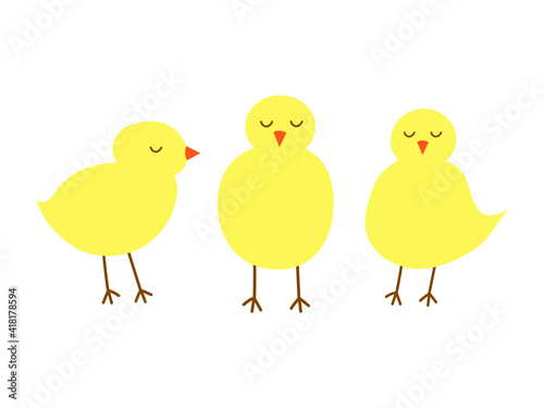 Vector chicken set. Cute Easter baby chickens on white background. Greeting card, stickers, textile, invitation, home decor.