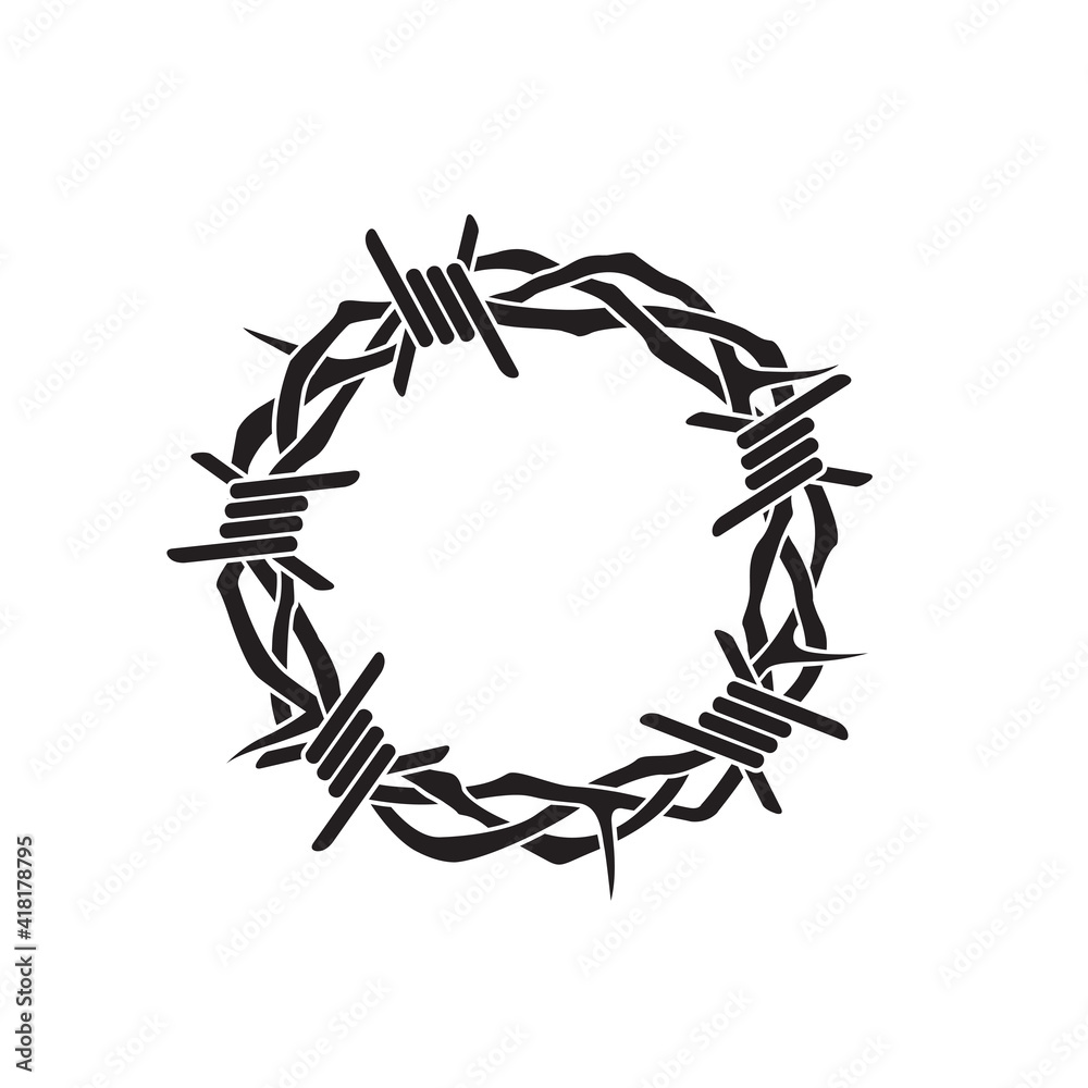 jesus thorn crown with barbed wire isolated on white background Stock