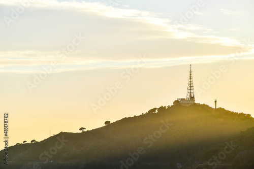 Antena view with sunset in Barcelona