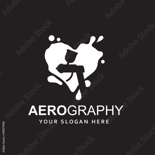 abstract label of sprayer against paint splash isolated on black background