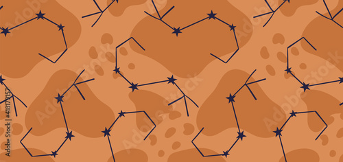 Seamless vector pattern with constellation Scorpio. Zodiac sign. Astrology illustration. 