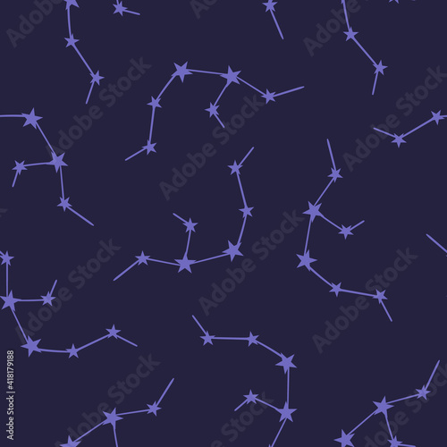 Zodiac sigh Aquarius. Seamless vector pattern. Astrology illustration. Scandinavian boho background.