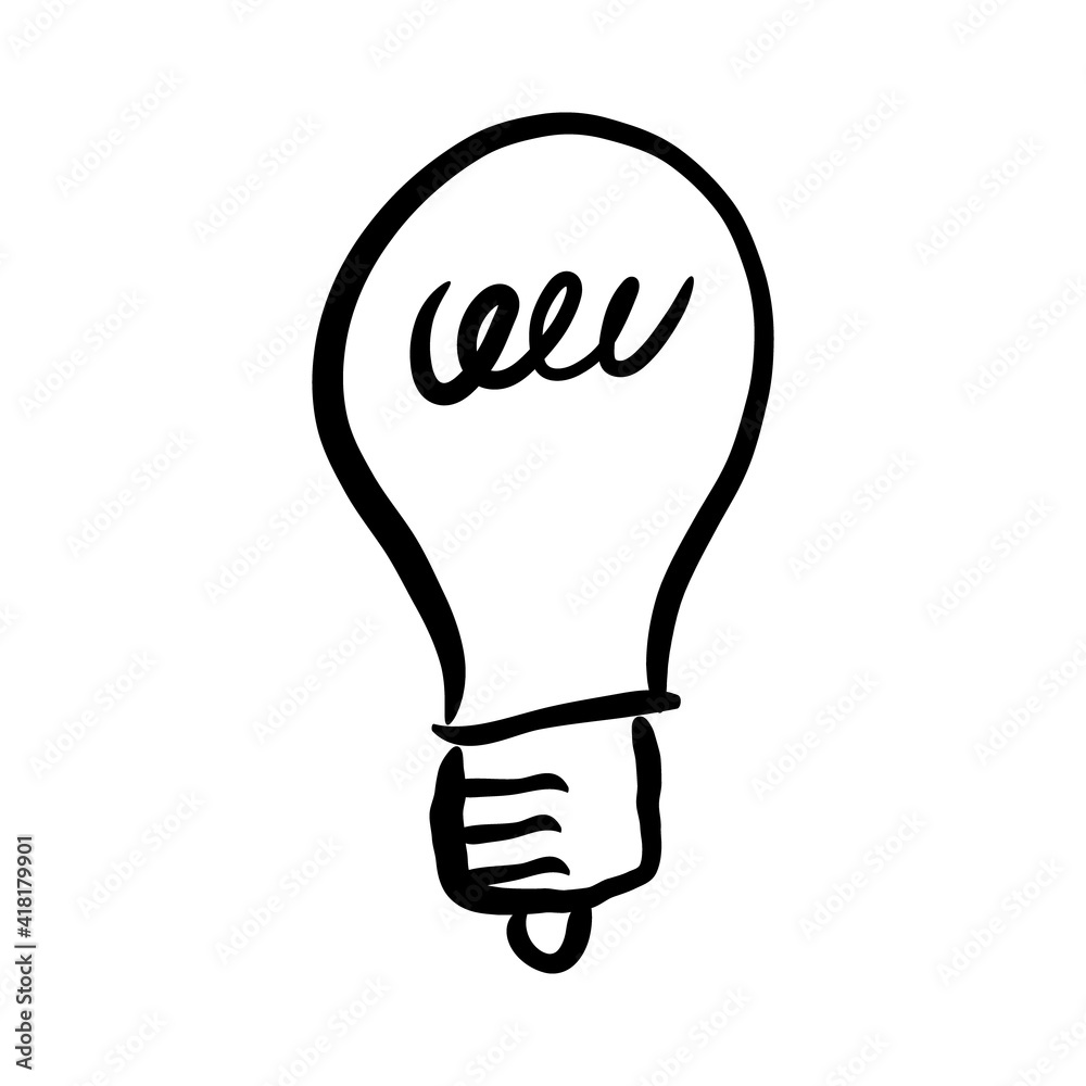 Light bulb doodle. Symbol of idea. Hand drawn vector electric lamp illustration. Sign of solution, creativity and innovation. Light bulb doodle. Symbol of idea. Hand drawn vector electric lamp illustration. Sign of solution, creativity and innovation.