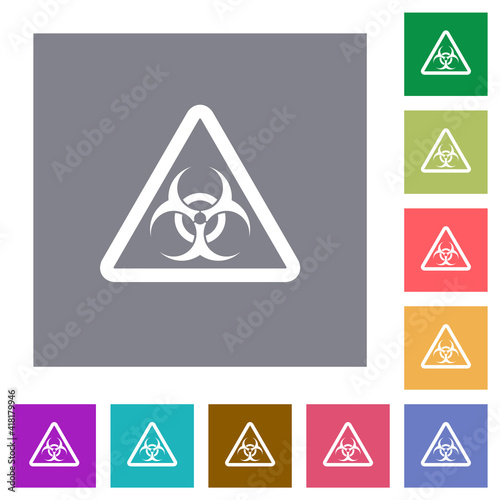 Biohazard warning square flat icons