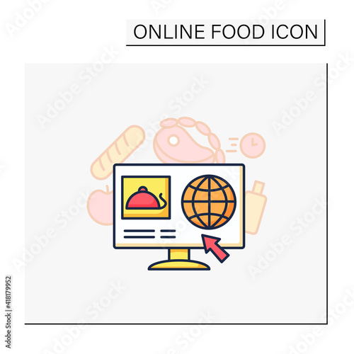 Dark store color icon. Caters exclusively for online shopping. Click-and-collect service. Online shopping. Internet delivery concept. Isolated vector illustration