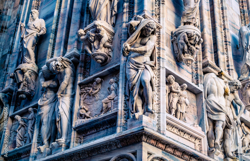 Exterior of Milan Duomo with detailed statues