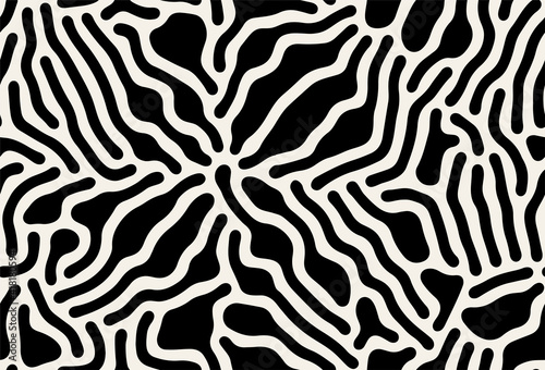 Vector seamless pattern. Modern stylish texture with smooth natural maze. Repeating abstract tileable background. Compound organic shapes. Trendy surface design.