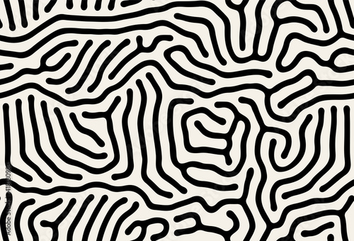 Vector seamless pattern. Modern stylish texture with smooth natural maze. Repeating abstract tileable background. Compound organic shapes. Trendy surface design.