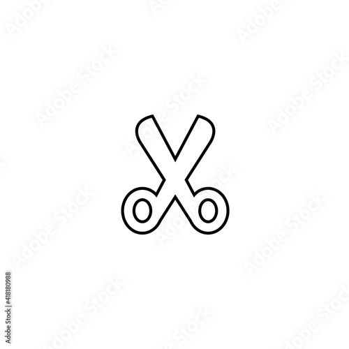 Scissor linear vector icon. Scissors cutting.