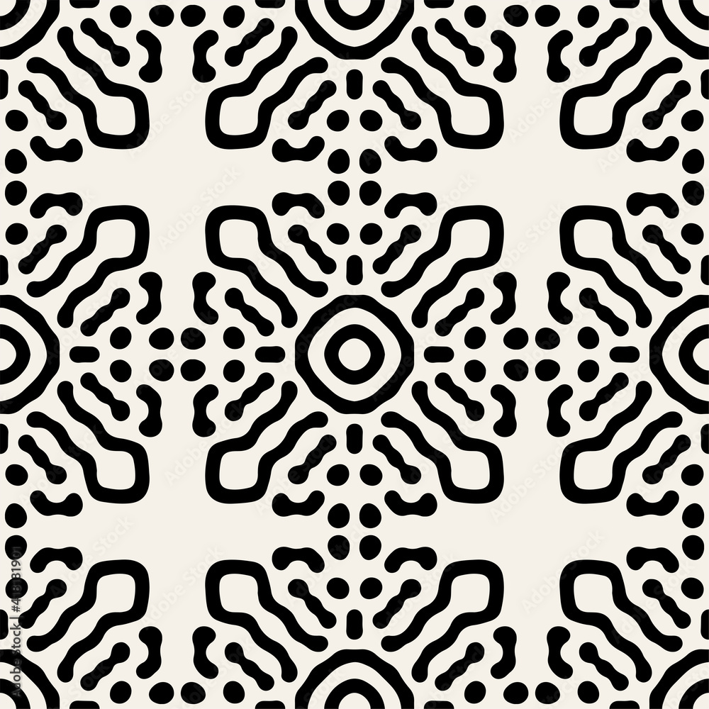 Vector seamless pattern. Modern stylish texture with smooth rosette. Repeating abstract tileable background. Compound organic shapes. Trendy surface design. Vector seamless pattern. Modern stylish texture with smooth rosette. Repeating abstract tileable background. Compound organic shapes. Trendy surface design.