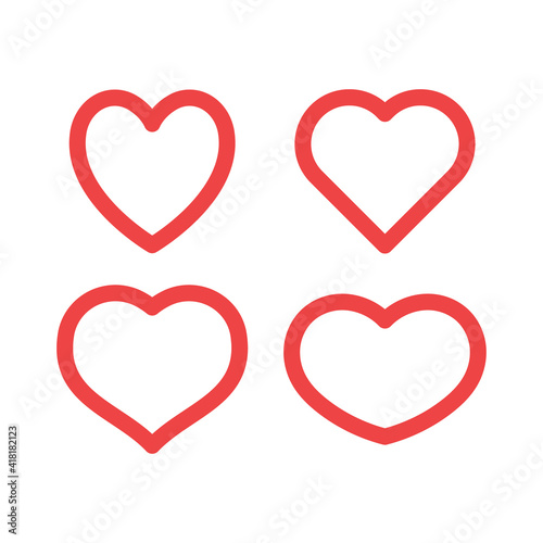 Hearts vector icon collection. Valentine's day romance symbols.