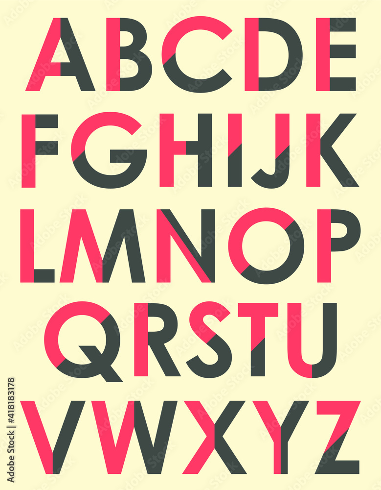 Two Color Alphabet Vector Font Typography