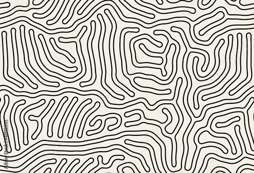 Vector seamless pattern. Modern stylish texture with smooth natural maze. Repeating abstract tileable background. Compound organic shapes. Trendy surface design.