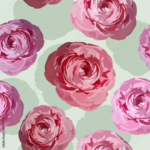 Ranuncula seamless pattern. Floral background photo