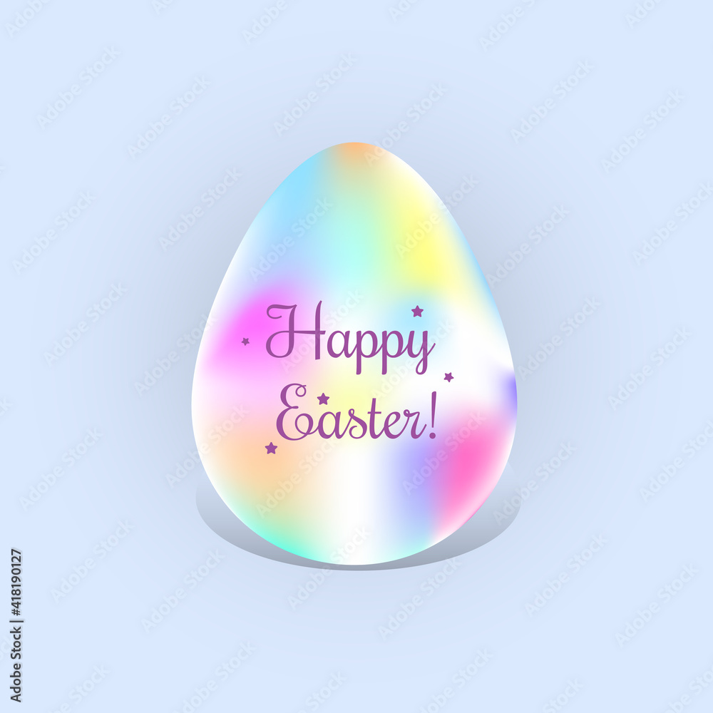 Easter illustration. Isolated Easter colorful edd on the gray background