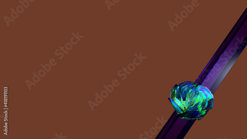 rose crystal flower emerald art background
