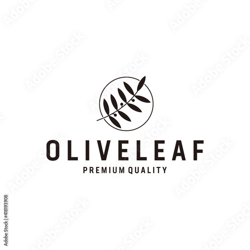 Olive leaf inspiration dark line logo design vector