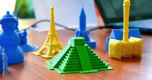 Wallpaper Mural Small prototypes of different objects printed by a 3d printer close-up. Torontodigital.ca