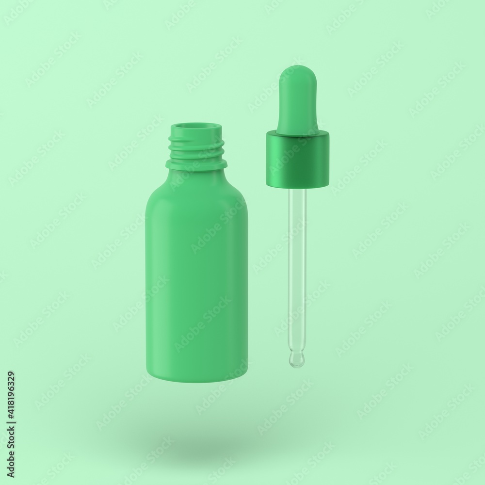 Simple pipette bottle 3d illustration on pastel bacjground foe medical and beauty. Minimal concept. 3d render Simple pipette bottle 3d illustration on pastel bacjground foe medical and beauty. Minimal concept. 3d render