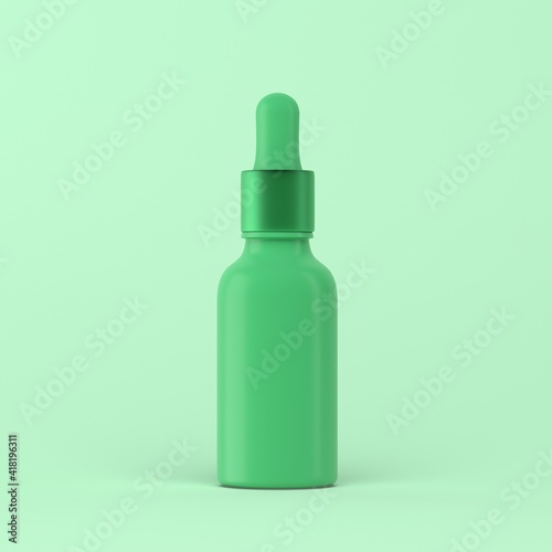 Simple pipette bottle 3d illustration on pastel bacjground foe medical and beauty. Minimal concept. 3d render