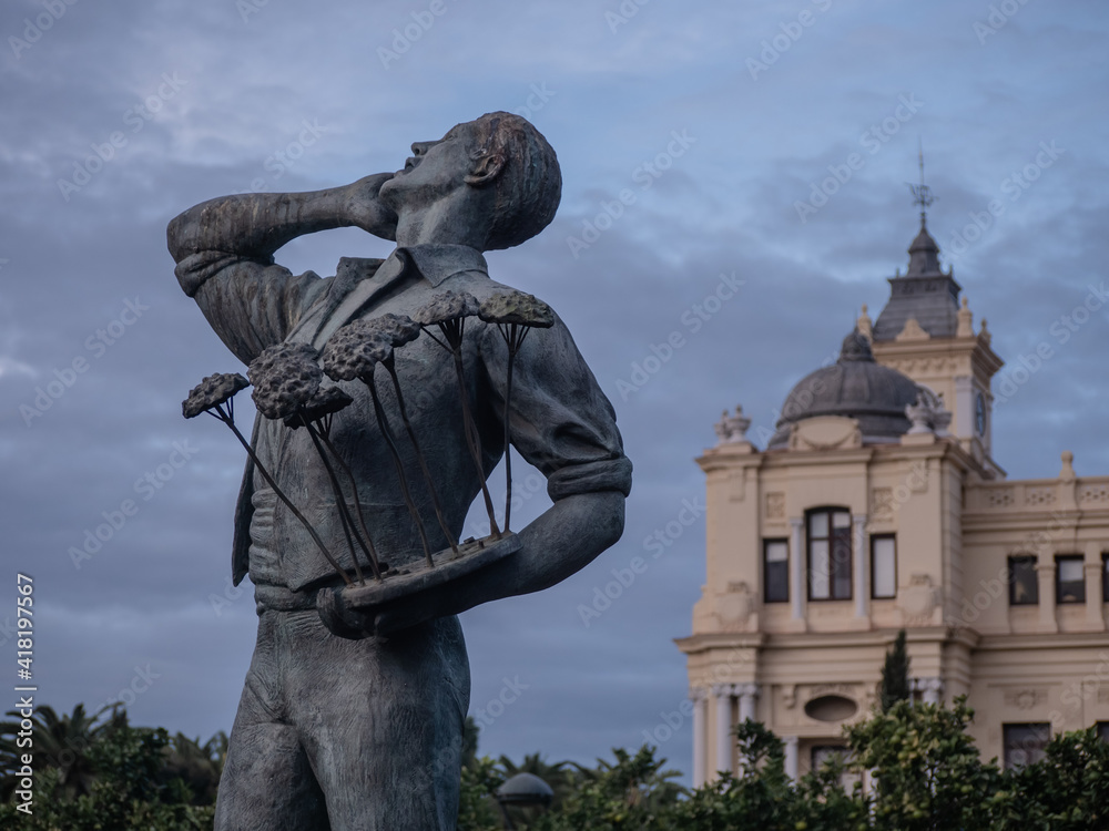 Sculpture in the Park near the Alcazaba, Estatua del Biznaguero, Malaga, Turism, spain