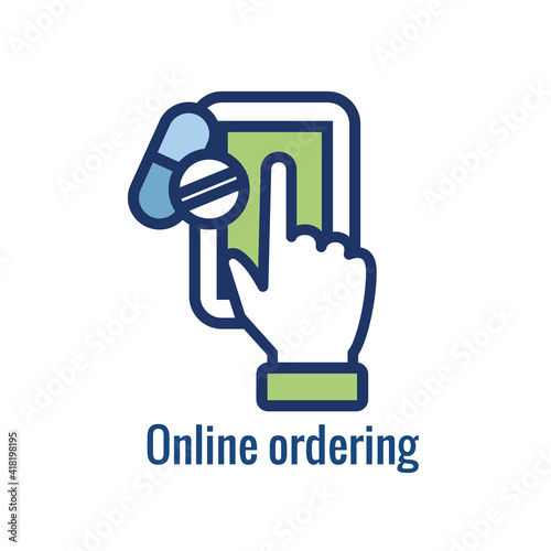 Pharmacy icon with an aspec of the pharma business - outline icon