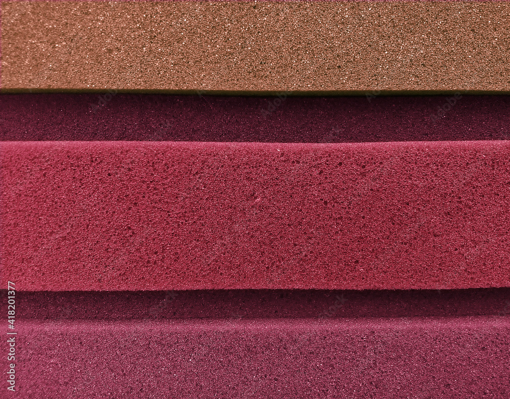 Fototapeta premium foam material background in square shape arranged in brown, pink, purple colorful effect.