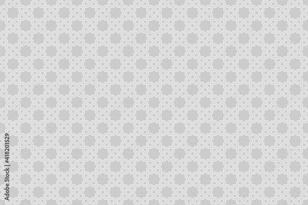 Islamic Geometric Pattern vector background illustration in light grey white color