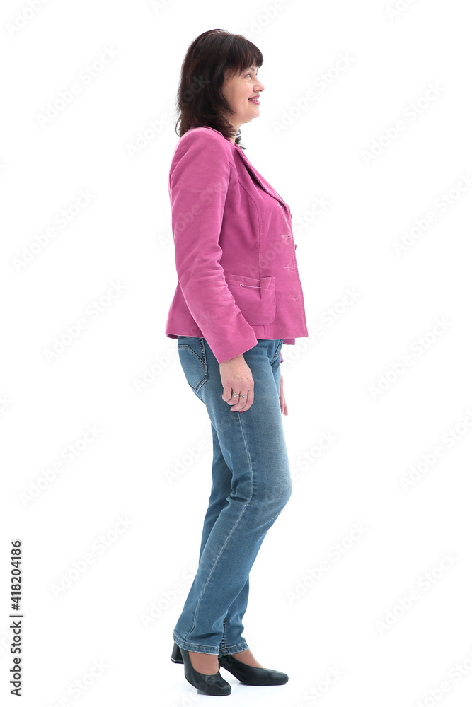 side view. modern adult woman looking forward. side view. modern adult woman looking forward.