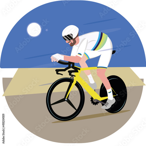 Cyclist man on road bike - Vector illustration