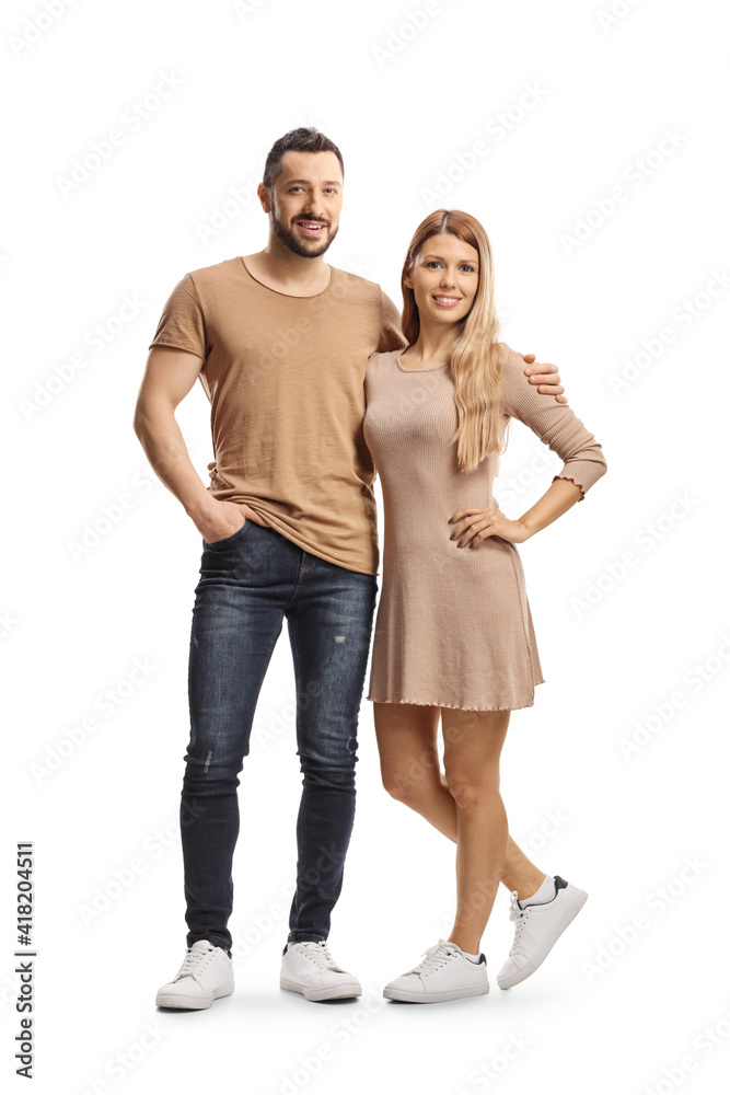 Full length portrait of a young couple posing Full length portrait of a young couple posing