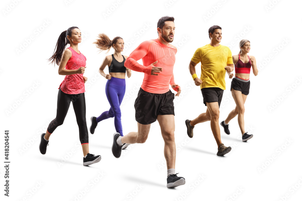 Group of young people running a race Group of young people running a race