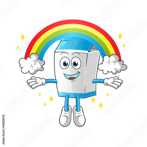 milk with a rainbow mascot. cartoon vector