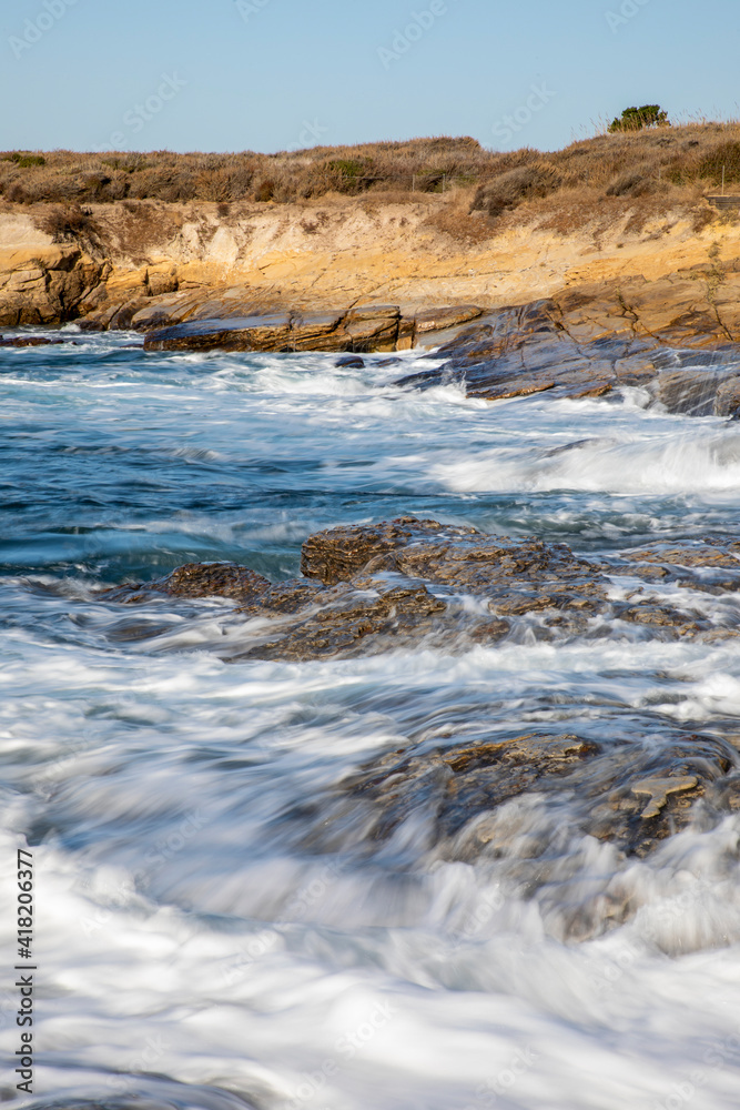 United States, California, Carmel, Point Lobos State Natural Reserve, Waves Rolling Ashore