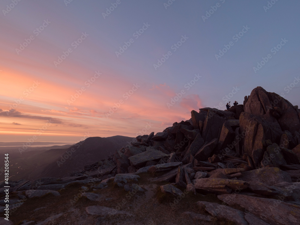 sunset in the mountains, Snowdonia, Wales