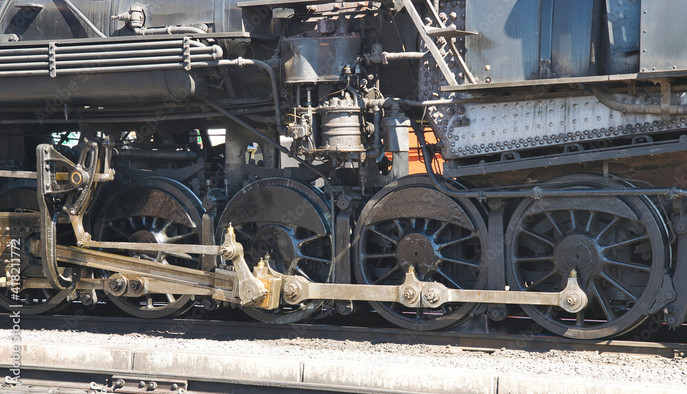 View of Antique Restored Steam Locomotive Drive Gear