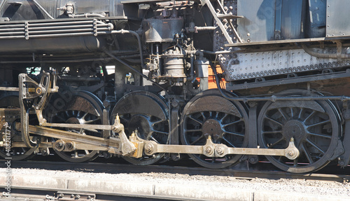 View of Antique Restored Steam Locomotive Drive Gear