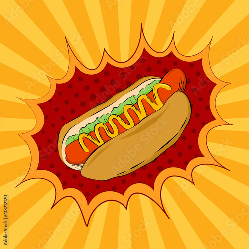 hot dog illustration pop art