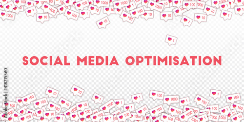 Social media icons. Transparent grid concept. Falling gradient like counter. Scattered border elemen