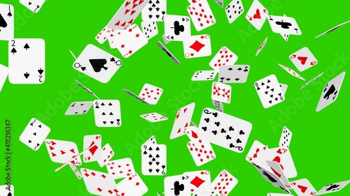 Casino online advertising with Poker card set on a green scene., Casino online, blackjack game rules, 4K Looping Animated Background.