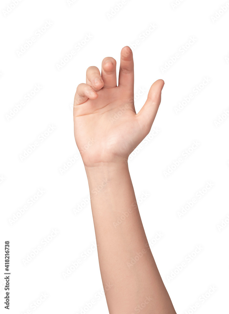 Woman hand gesturing isolated on white background Woman hand gesturing isolated on white background