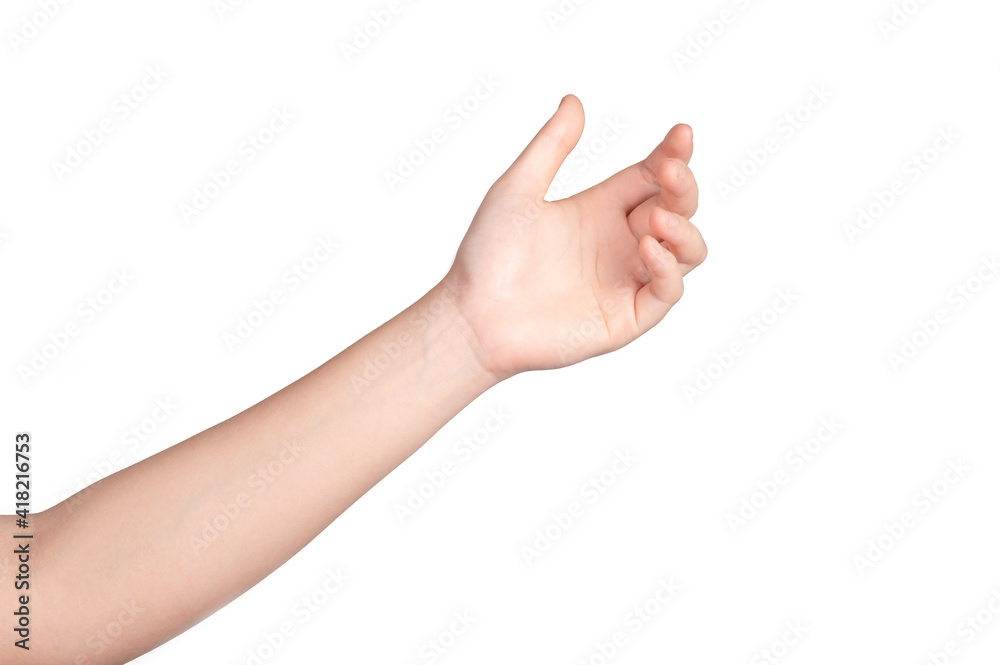 Woman hand gesturing isolated on white background Woman hand gesturing isolated on white background