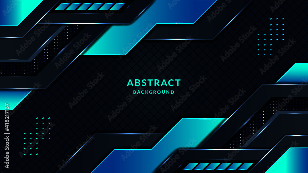 Modern shape Bright turquoise and Blue colors abstract background design premium vector.