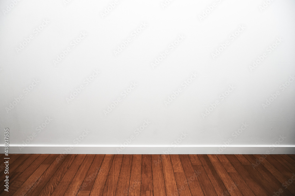 White room. White room with wood flooring and white trims. - obrazy, fototapety, plakaty 