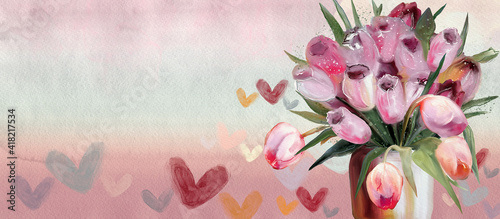 Billede på lærred Best wishes. Watercolor greeting card